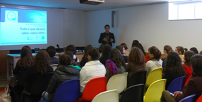 Cervical cancer prevention lecture for a high school class in Porto, Portugal